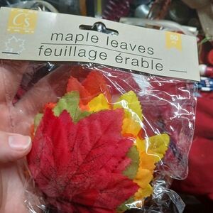 Crafts & Co. Maple Leaves Faux Fall Leaf Accents - Red, Orange, Yellow, Green